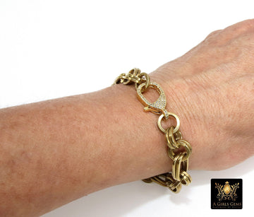 Gold Wrap Bracelet, Chunky Chain Link Bracelet, Gold Large Brass Chain - A Girls Gems